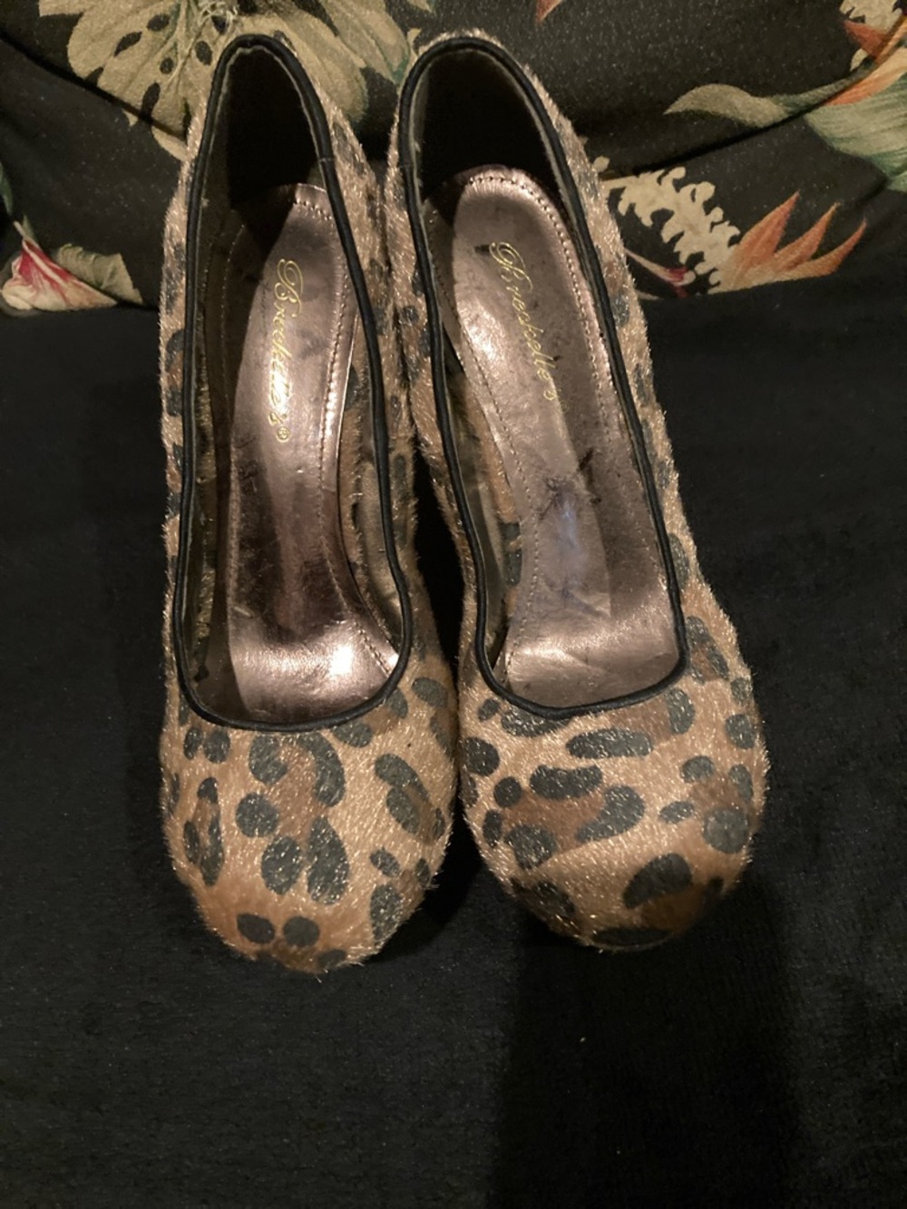 Breckelles Leopard-Print Platform Pumps - Tan/Black